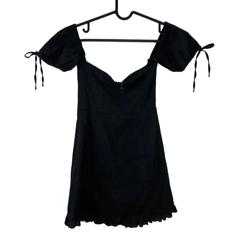Lovers + Friends REVOLVE Bethany Black Eyelet Linen Small Whimsigoth Vamp Witchy
